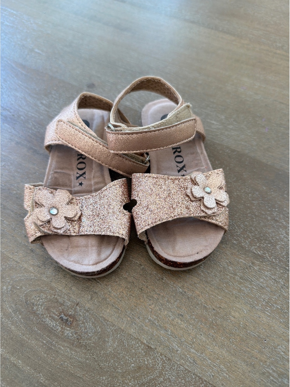 Sprox Girls' Glitter Flower Strap Sandals Size 7